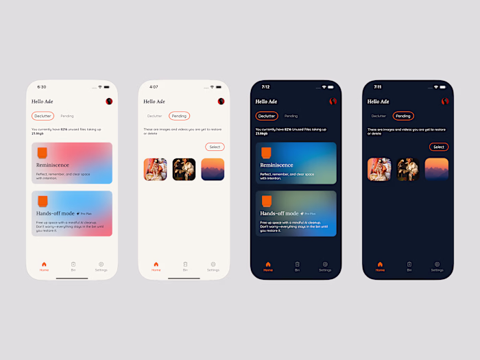 Mobile Storage clearing UI