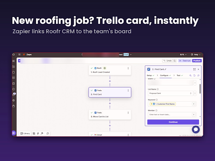 Roofing CRM to Trello Automation with Zapier