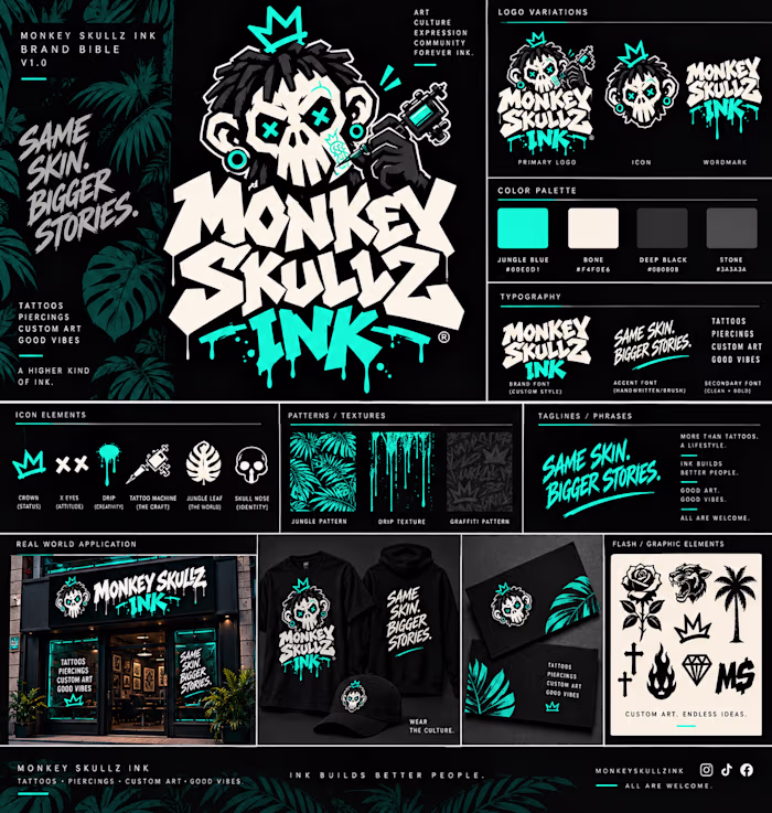 MONKEY SKULLZ INK Tattoo shop concept brand