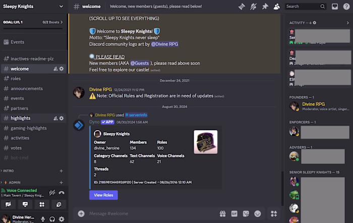 Community Management: Sleepy Knights