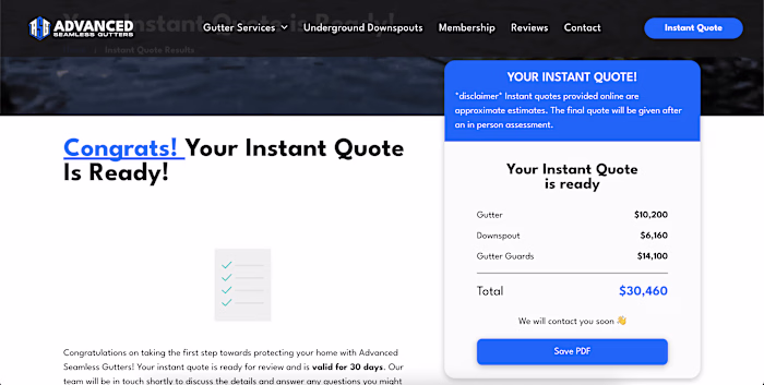 ASG — Instant Gutter Quote