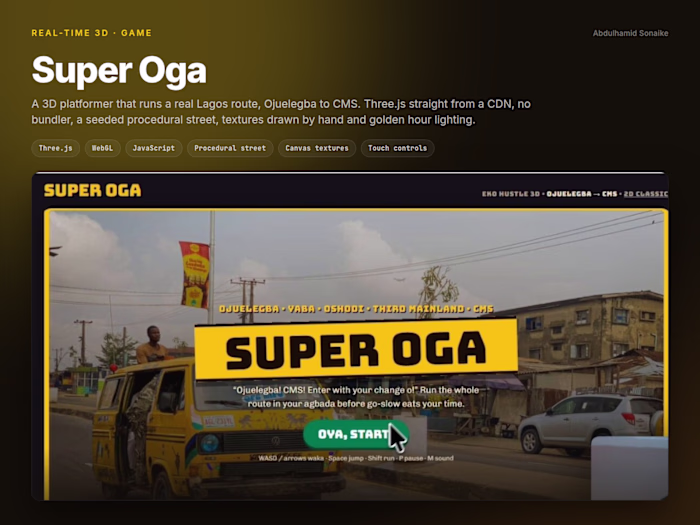 Super Oga: a 3D platformer run through Lagos