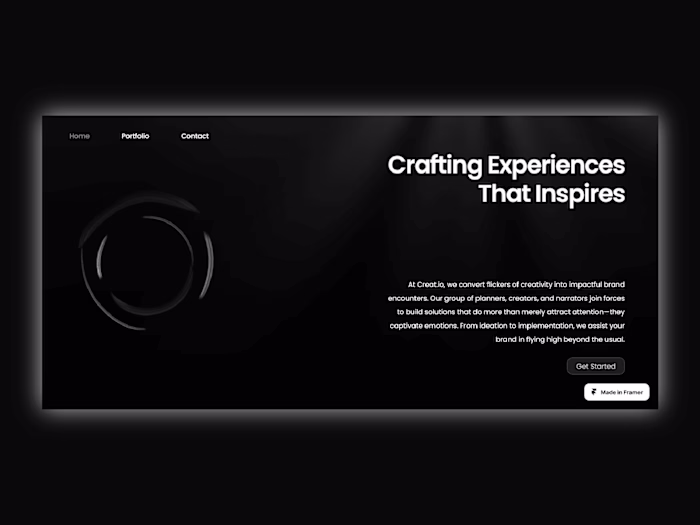 Creat.io - Portfolio Website made from Framer