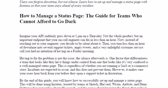 Effective Management of Status Pages with Instatus