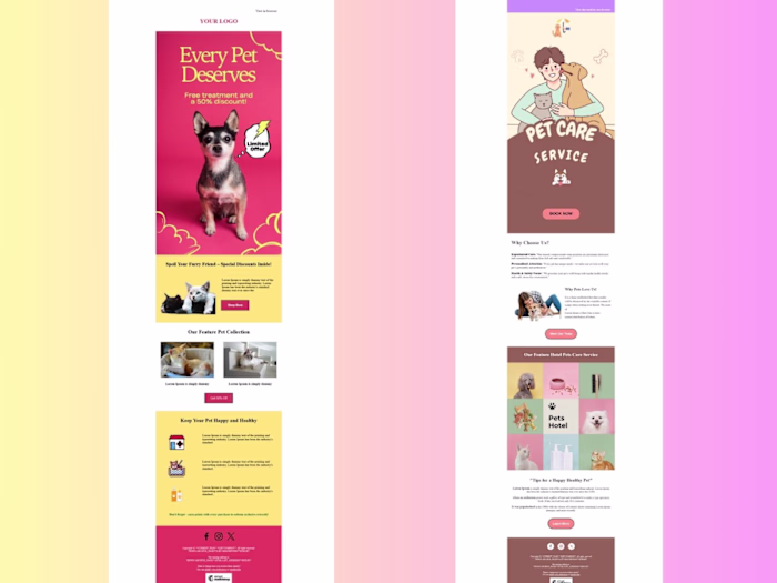 Pet care service promotional and newsletter