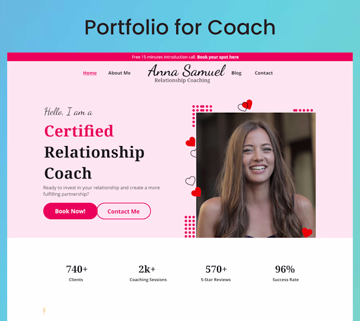 Relationship coach portfolio website design on Behance