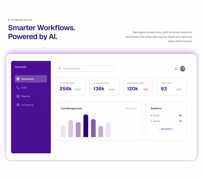 Genzeb AI — SaaS Landing Page Design