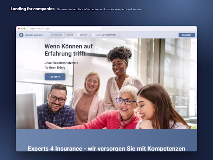 Experts4Insurance — B2B marketplace · insurance experts