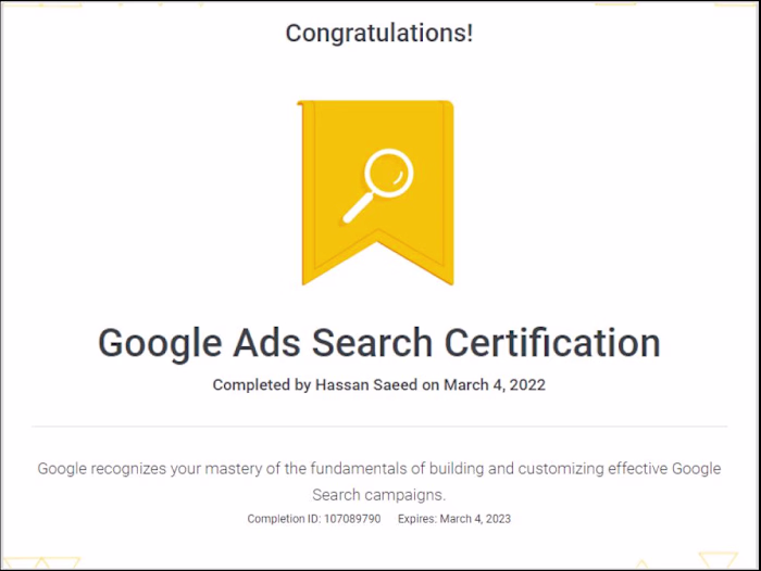 Certified Google Ads Expert 
