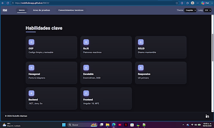 Online developer portfolio built to