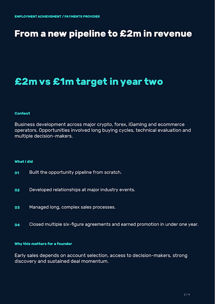 Enterprise Sales Growth — £2m vs £1m Target