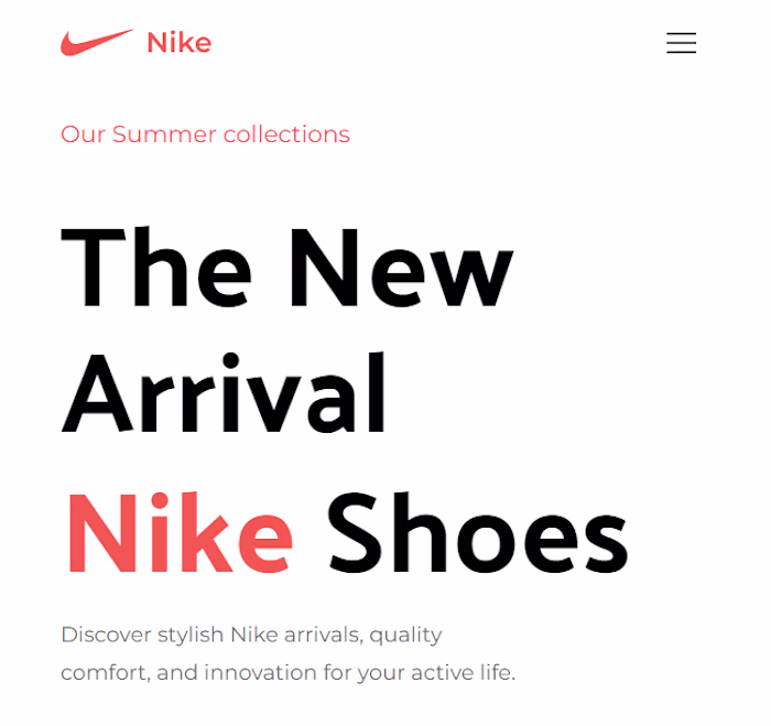 Nike landing page | Web Design