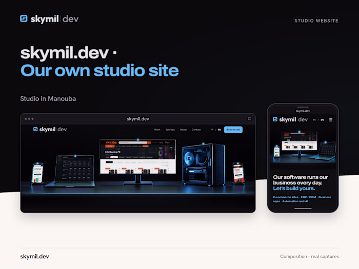 skymil.dev: my studio's site, built in one week