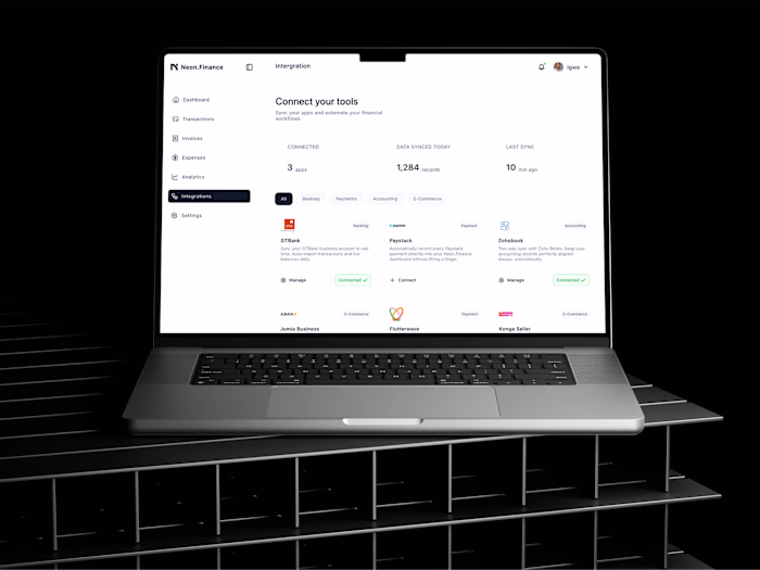 Integrations Screen — Neon Finance