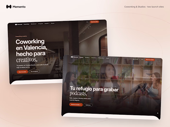 Memento Coworking & Studios: two sites, one booking path