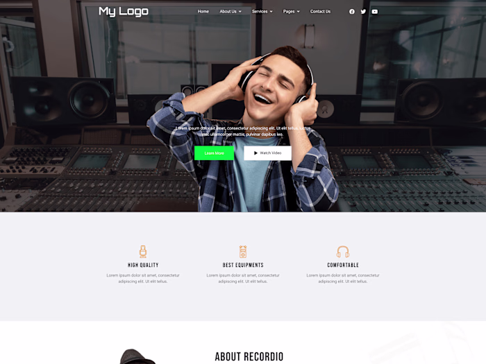 Vibrant Website UI Design for Music & Recording Studios