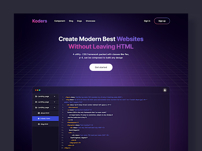 Koders...Web Builder Sass landing