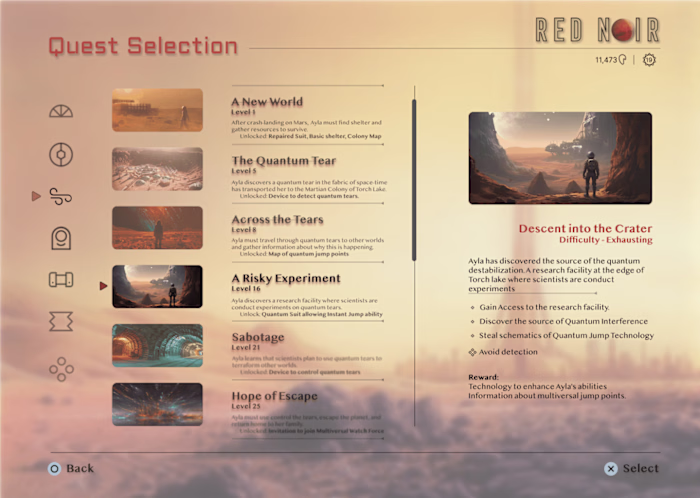 AAA Video Game - Red Noir UX Design