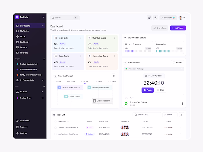 Task Management & Project Collaboration Web App UI/UX Design