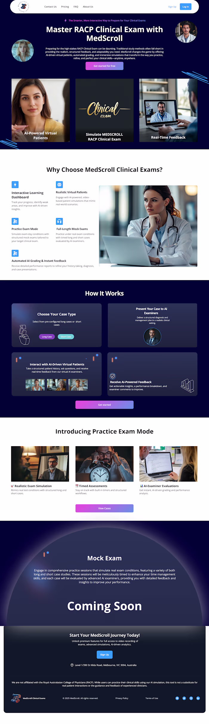 AI-Driven Medical Education Platform Landing Page
