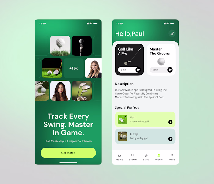 Golf Mobile App UI/UX
