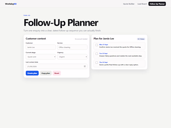 Customer Follow-Up Planner