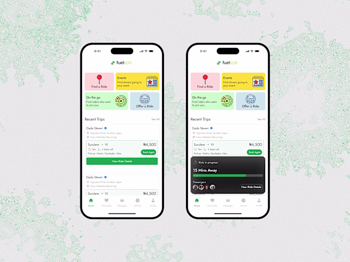 FuelSplit Rideshare App Design