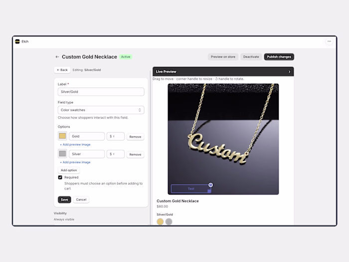 Etch: Shopify App for Engraving & Personalization