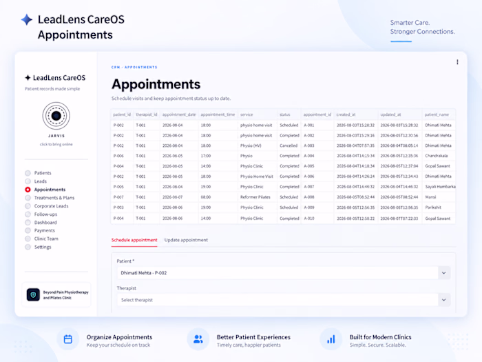 Built an appointment management module