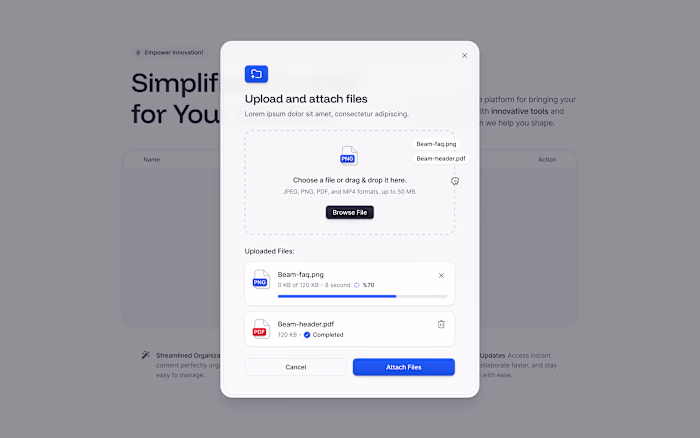 Beam 📥 Upload Modal.