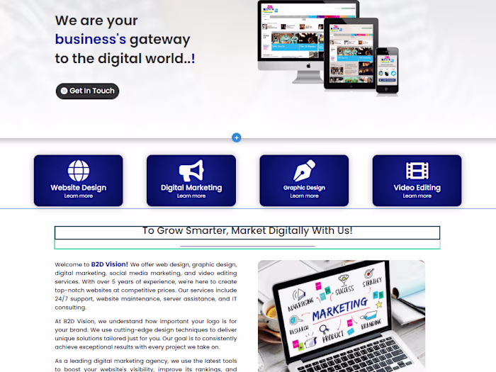 Website Developed for B2DVision Digital Marketing Agency