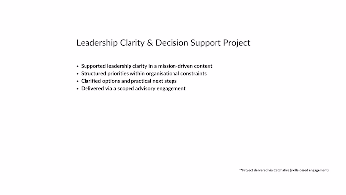 Example of a scoped leadership clarity and decision support ...
