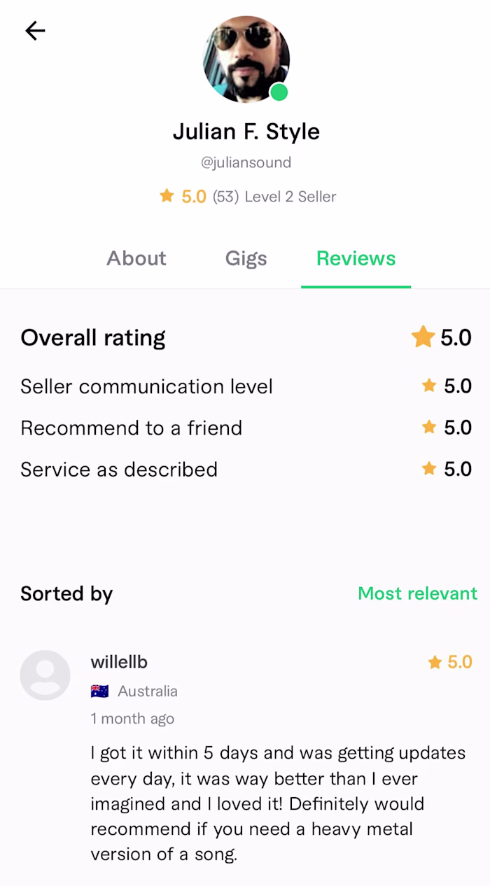 Reviews from my clients for my Audio Production Services