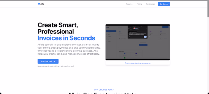 Built Alfa for a client last month. A invoice management sys...