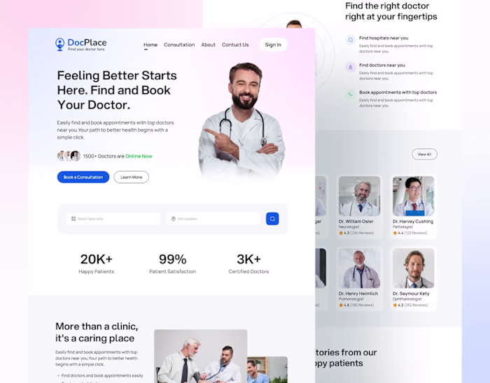 Doctor Appointment Website UIUX Design