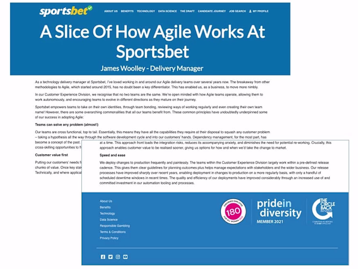A Slice of How Agile Works at Sportsbet - Recruitment Article