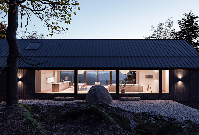 In the middle of a forest, The Ledge House is born - Render