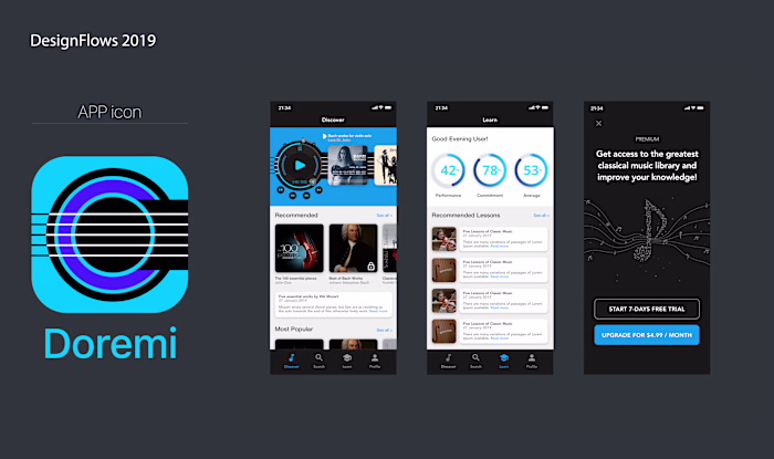 Doremi, Classic Music App for iOS. UX UI Design