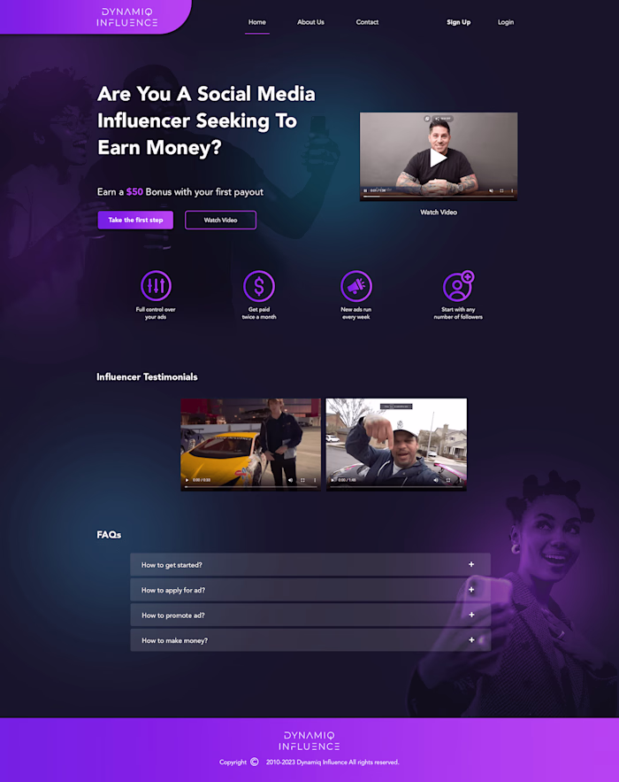 Dynamiq Influence Lander Page Redesign