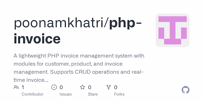 GitHub - poonamkhatri/php-invoice: A lightweight PHP invoice ma…