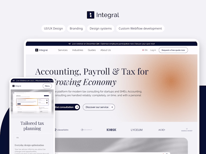 Webflow Growth Platform Development for Integral