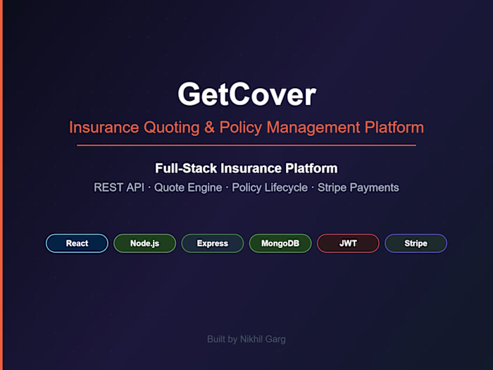 GetCover — Insurance Quoting & Policy Management Platform