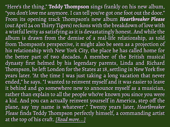 Artist Bio: Teddy Thompson - Heartbreaker Please (2020)