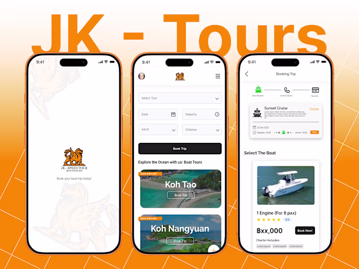 JK Speed Tours - Boat Tour Booking App UI/UX Design