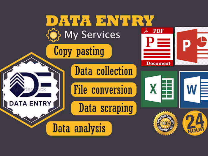 You will get data entry services, as a fast typist.