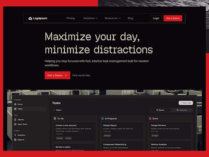 Task manager: B2B SaaS landing