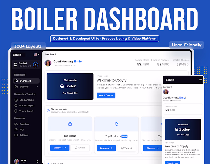 AI Shopify Store Builder Dashboard | UI/UX & Front End