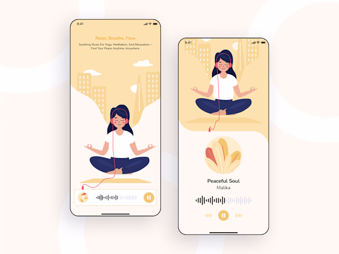 Yoga Music App – Calm & Mindful UI Design