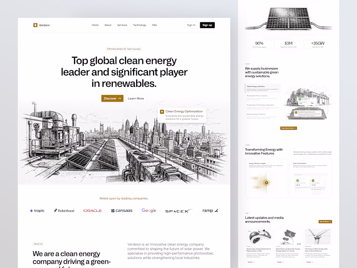 Verdeon Clean Energy Landing Page Design