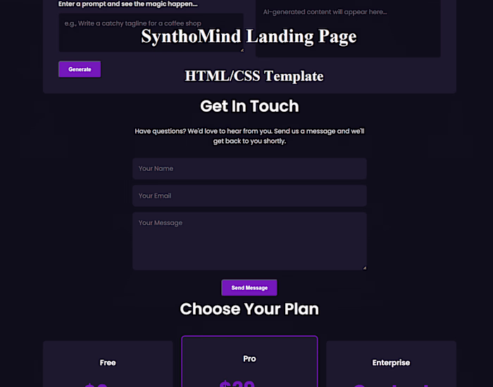 SynthoMind - AI & SaaS Landing Page Template